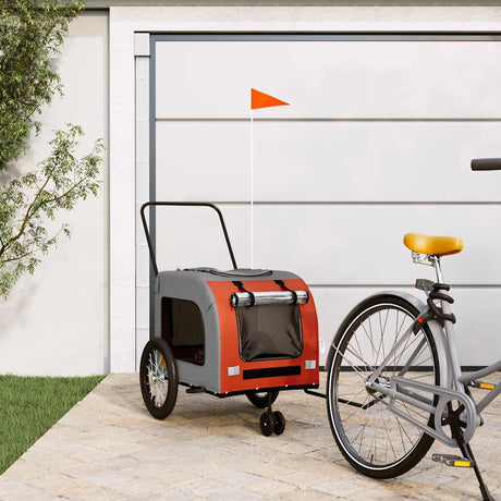 Vidaxl Dog Bike Trailer Oxford Stof og Iron Orange og Gray