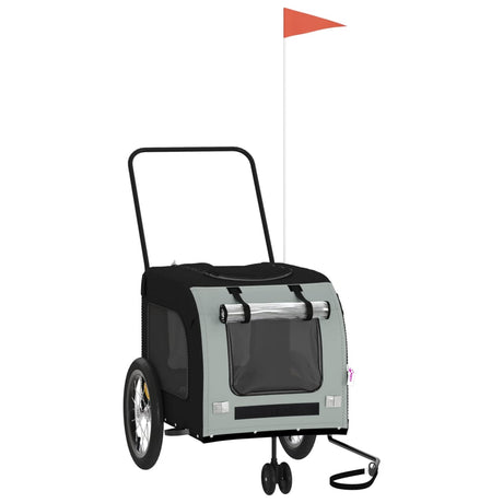 Vidaxl Dog Bike Trailer Oxford stof og jern sort og grå