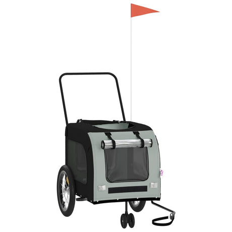 Vidaxl Dog Bike Trailer Oxford stof og jern sort og grå