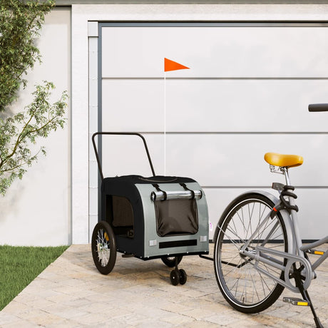Vidaxl Dog Bike Trailer Oxford stof og jern sort og grå