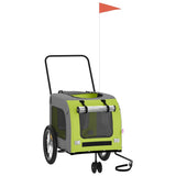 Vidaxl Dog Bike Trailer Oxford stof og jerngrøn og grå
