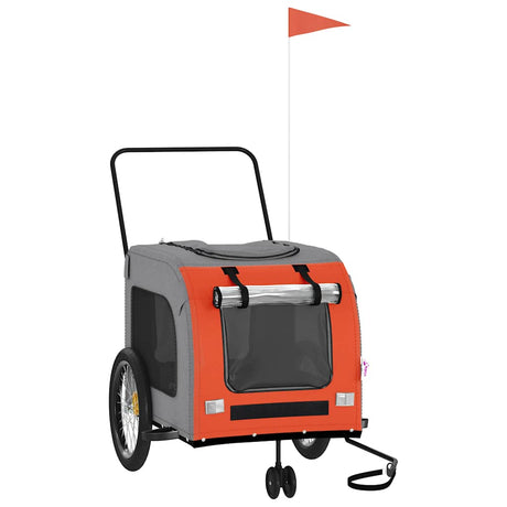 Vidaxl Dog Bike Trailer Oxford Stof og Iron Orange og Gray