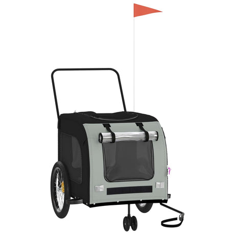Vidaxl Dog Bike Trailer Oxford stof og jern sort og grå