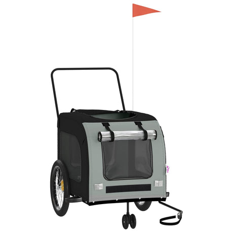 Vidaxl Dog Bike Trailer Oxford stof og jern sort og grå