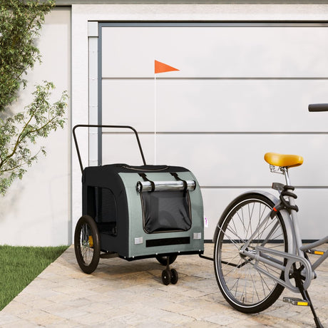 Vidaxl Dog Bike Trailer Oxford stof og jern sort og grå