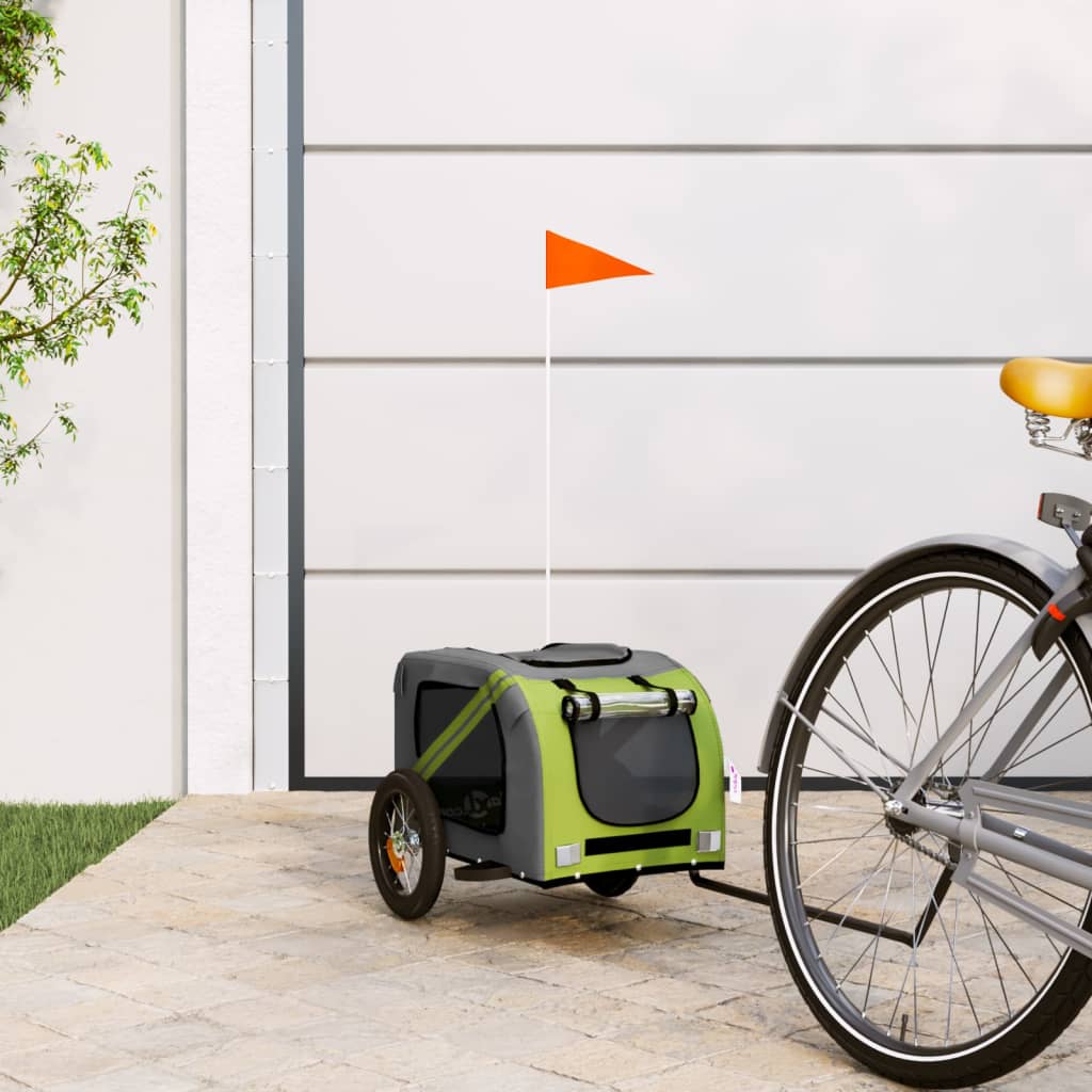 VidaXL hundecykeltrailer oxford stof og jerngrøn og grå