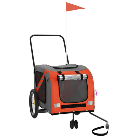 Vidaxl Dog Bike Trailer Oxford Stof og Iron Orange og Gray