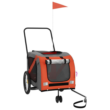 Vidaxl Dog Bike Trailer Oxford Stof og Iron Orange og Gray