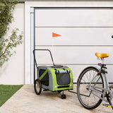 Vidaxl Dog Bike Trailer Oxford stof og jerngrøn og grå