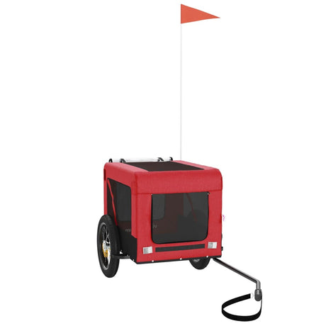 Vidaxl Dog Bike Trailer Oxford stof og jernrød og sort