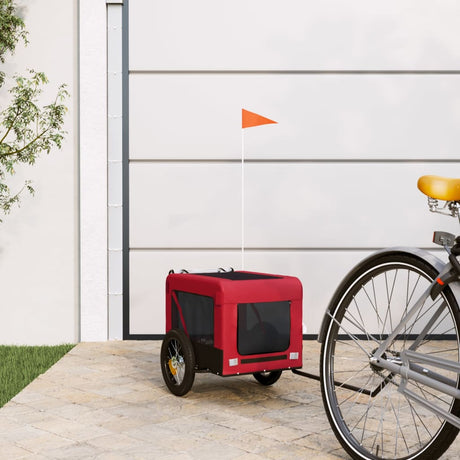 Vidaxl Dog Bike Trailer Oxford stof og jernrød og sort