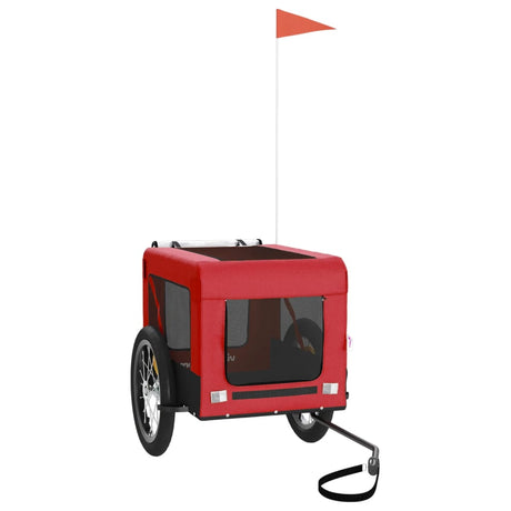Vidaxl Dog Bike Trailer Oxford stof og jernrød og sort