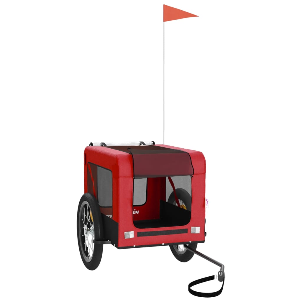 Vidaxl Dog Bike Trailer Oxford stof og jernrød og sort