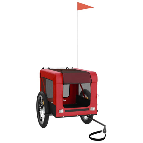 Vidaxl Dog Bike Trailer Oxford stof og jernrød og sort