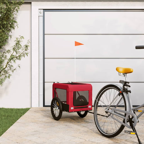 Vidaxl Dog Bike Trailer Oxford stof og jernrød og sort