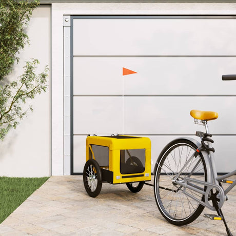 Vidaxl Dog Bike Trailer Oxford stof og jern gul og sort