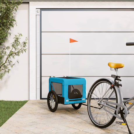 Vidaxl Dog Bike Trailer Oxford stof og jernblåt og sort