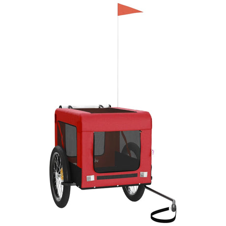 Vidaxl Dog Bike Trailer Oxford stof og jernrød og sort