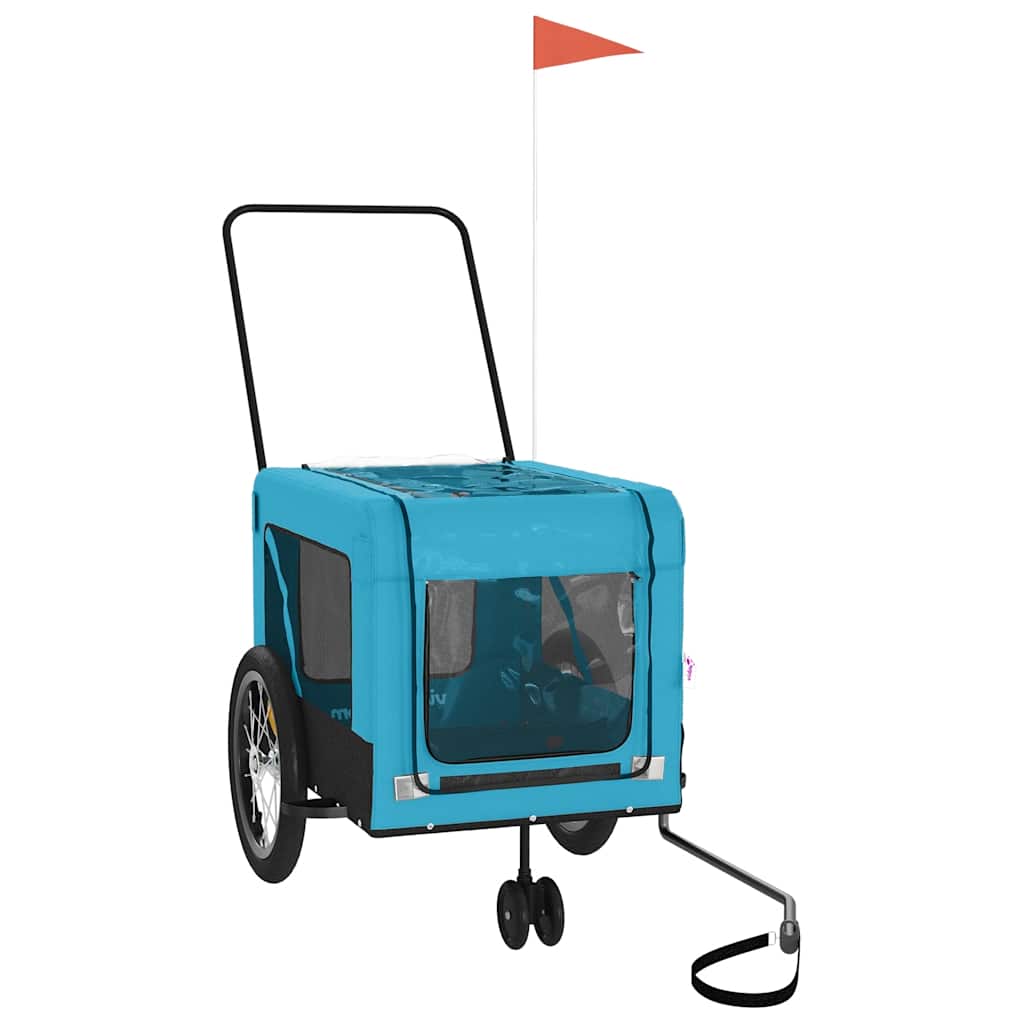 Vidaxl Dog Bike Trailer Oxford stof og jernblåt og sort