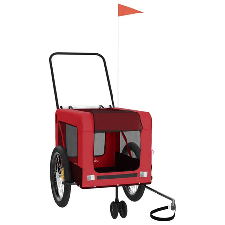 Vidaxl Dog Bike Trailer Oxford stof og jernrød og sort