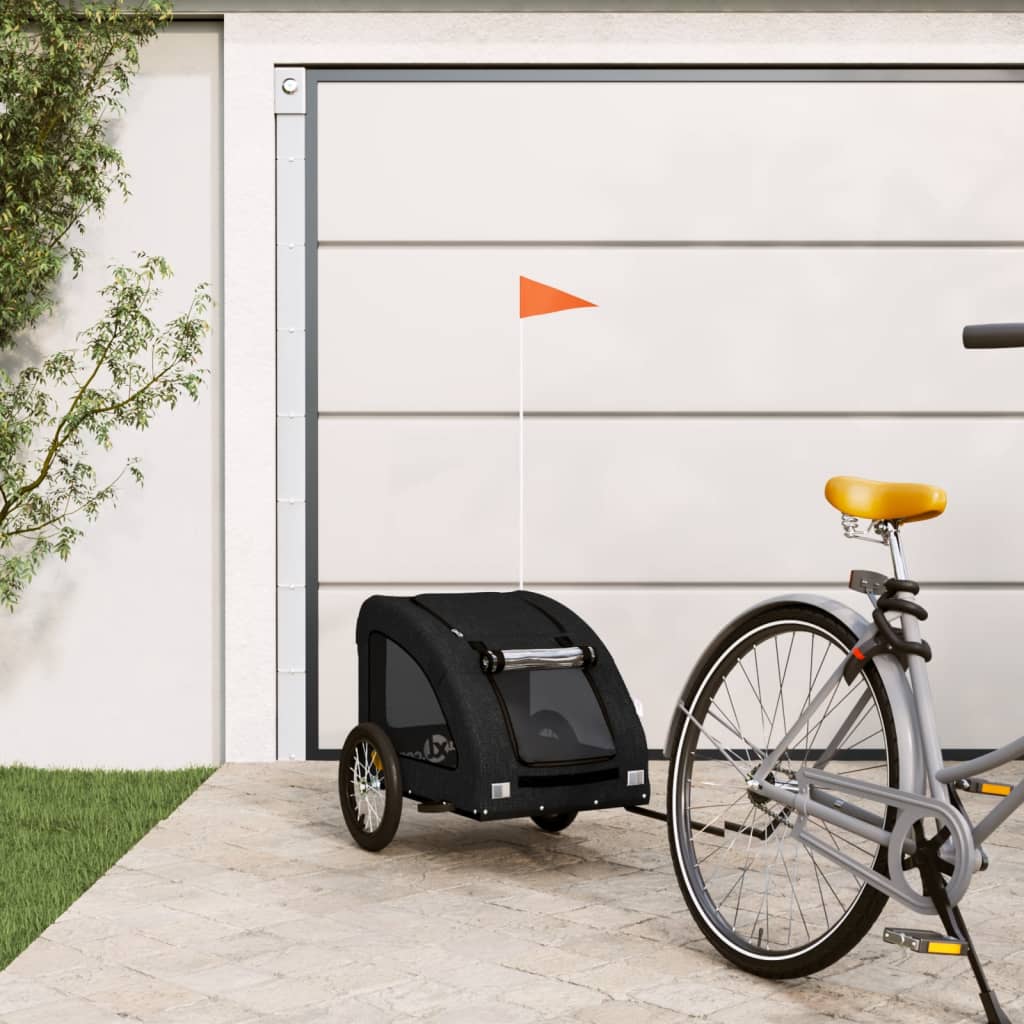 VidaXL hundecykeltrailer oxford stof og jern sort