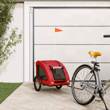 Vidaxl Dog Bike Trailer Oxford stof og jernrød