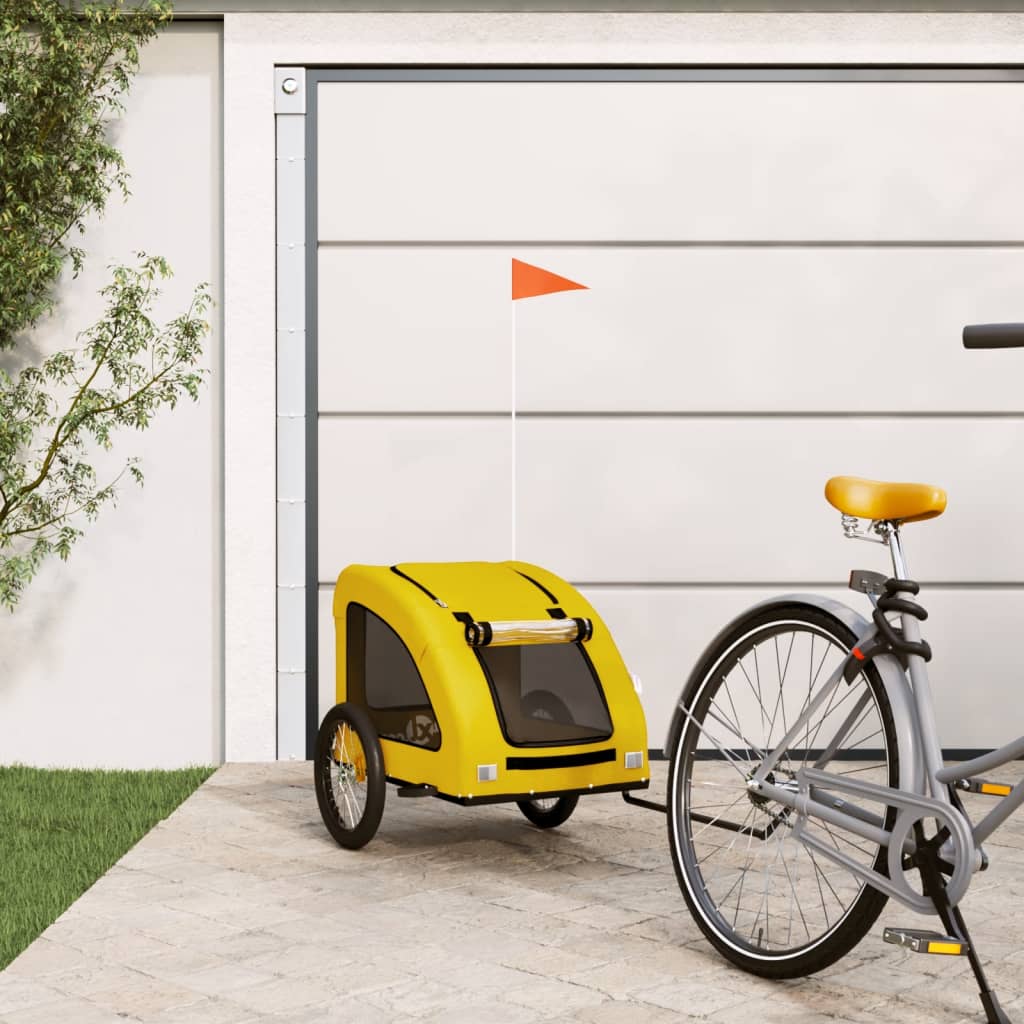 Vidaxl Dog Bike Trailer Oxford Stof og Iron Yellow