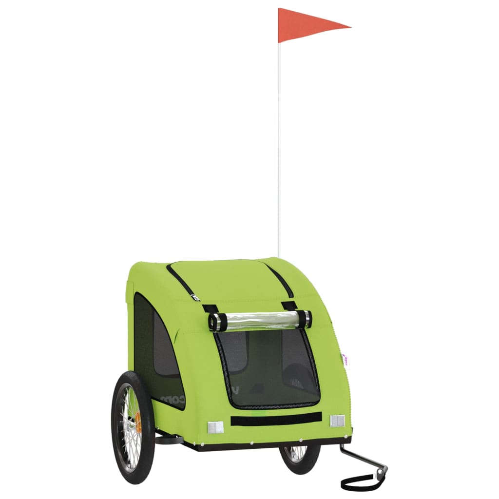 Vidaxl Dog Bike Trailer Oxford stof og jerngrøn