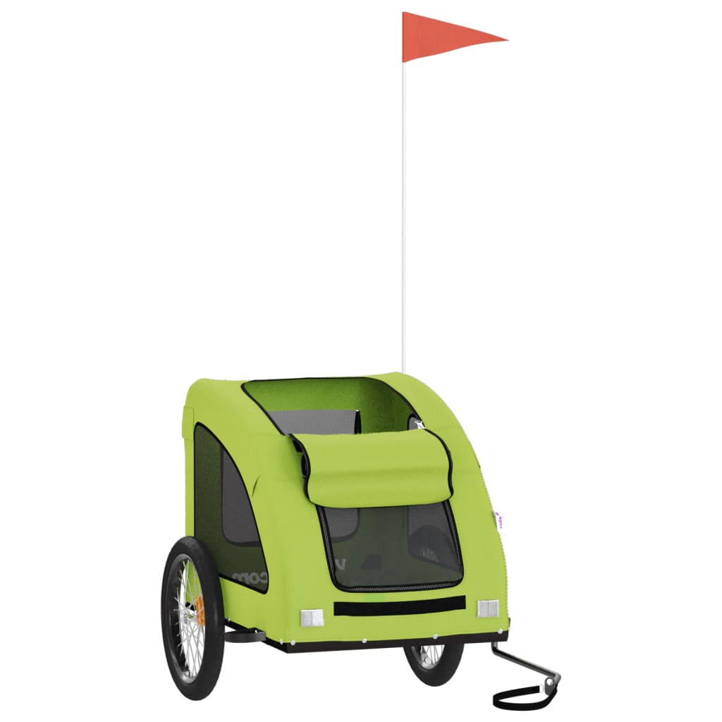 Vidaxl Dog Bike Trailer Oxford stof og jerngrøn