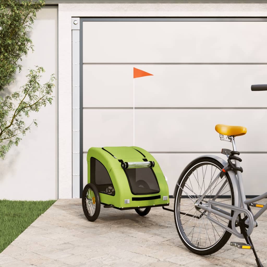 Vidaxl Dog Bike Trailer Oxford stof og jerngrøn