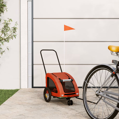 Vidaxl Dog Bike Trailer Oxford Stof og Iron Orange og Gray