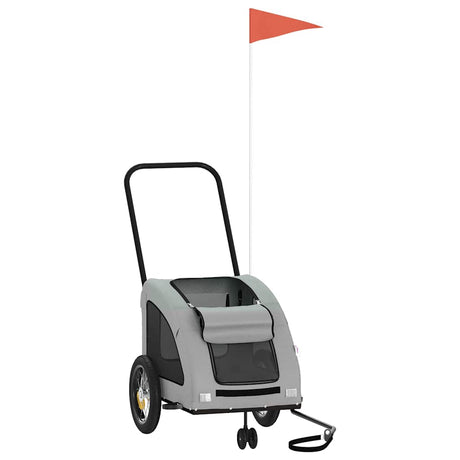 Vidaxl Dog Bike Trailer Oxford stof og jerngrå