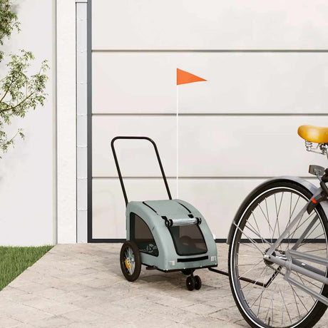 Vidaxl Dog Bike Trailer Oxford stof og jerngrå