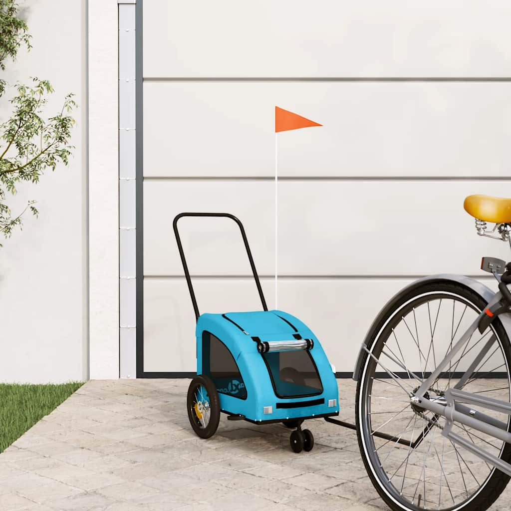Vidaxl Dog Bike Trailer Oxford Stof og Iron Blue