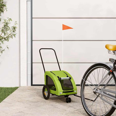 Vidaxl Dog Bike Trailer Oxford stof og jerngrøn