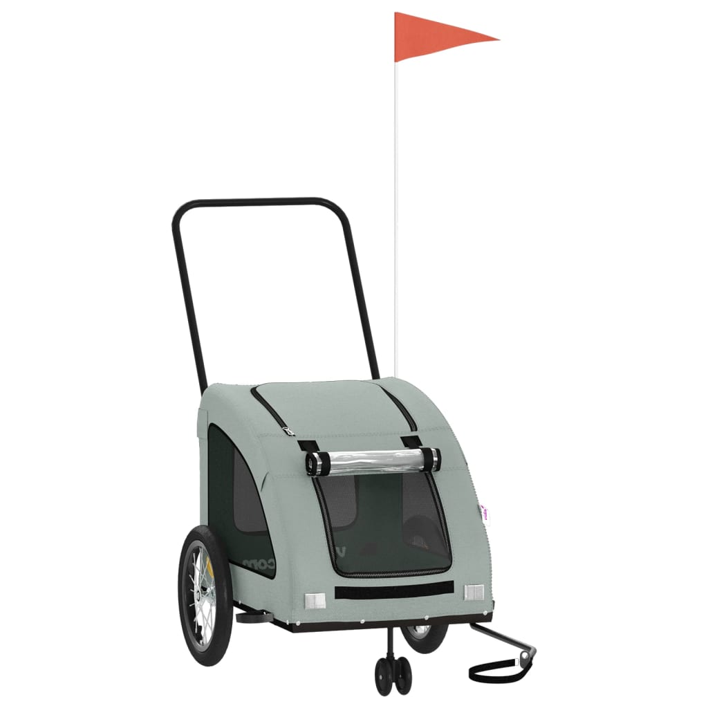 Vidaxl Dog Bike Trailer Oxford stof og jerngrå