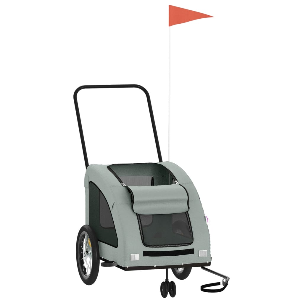 Vidaxl Dog Bike Trailer Oxford stof og jerngrå