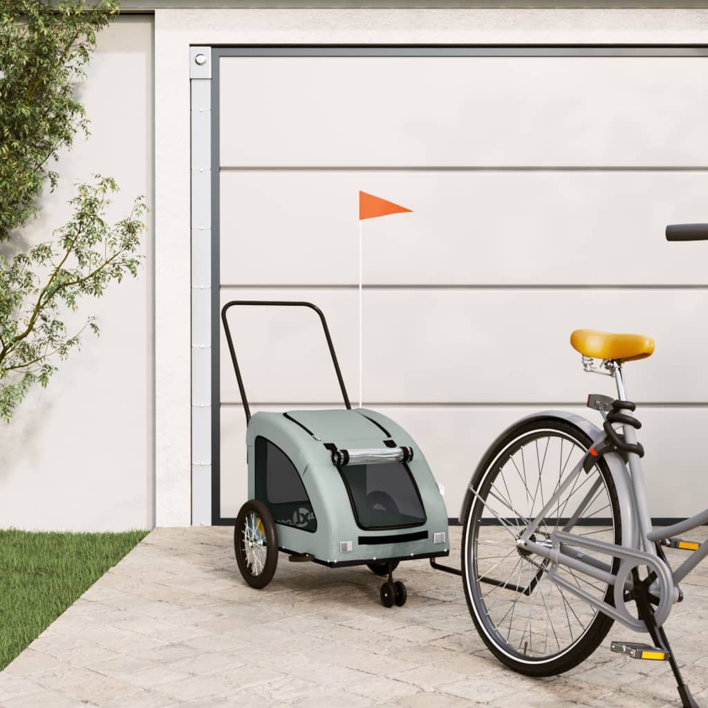 Vidaxl Dog Bike Trailer Oxford stof og jerngrå