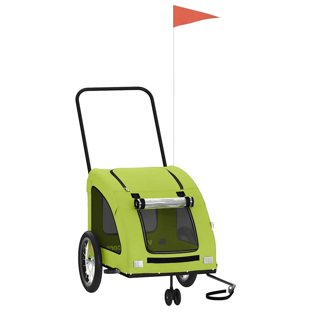 Vidaxl Dog Bike Trailer Oxford stof og jerngrøn