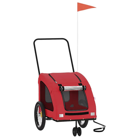 Vidaxl Dog Bike Trailer Oxford stof og jernrød