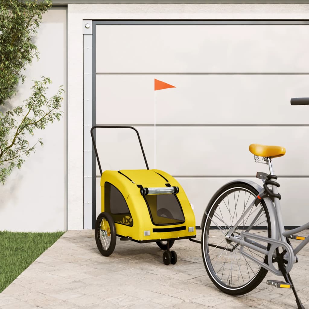 Vidaxl Dog Bike Trailer Oxford Stof og Iron Yellow