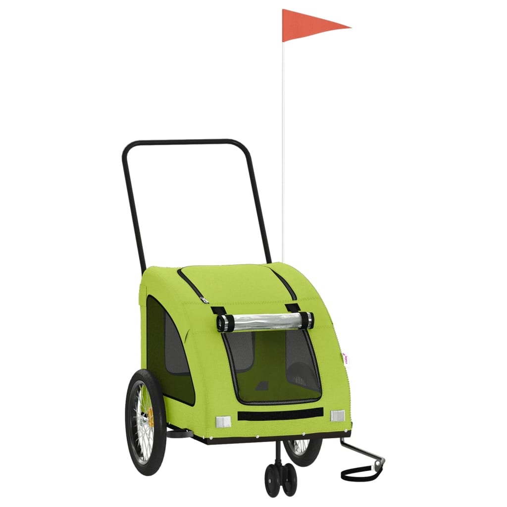 Vidaxl Dog Bike Trailer Oxford stof og jerngrøn