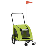 Vidaxl Dog Bike Trailer Oxford stof og jerngrøn