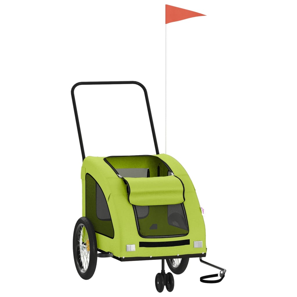 Vidaxl Dog Bike Trailer Oxford stof og jerngrøn