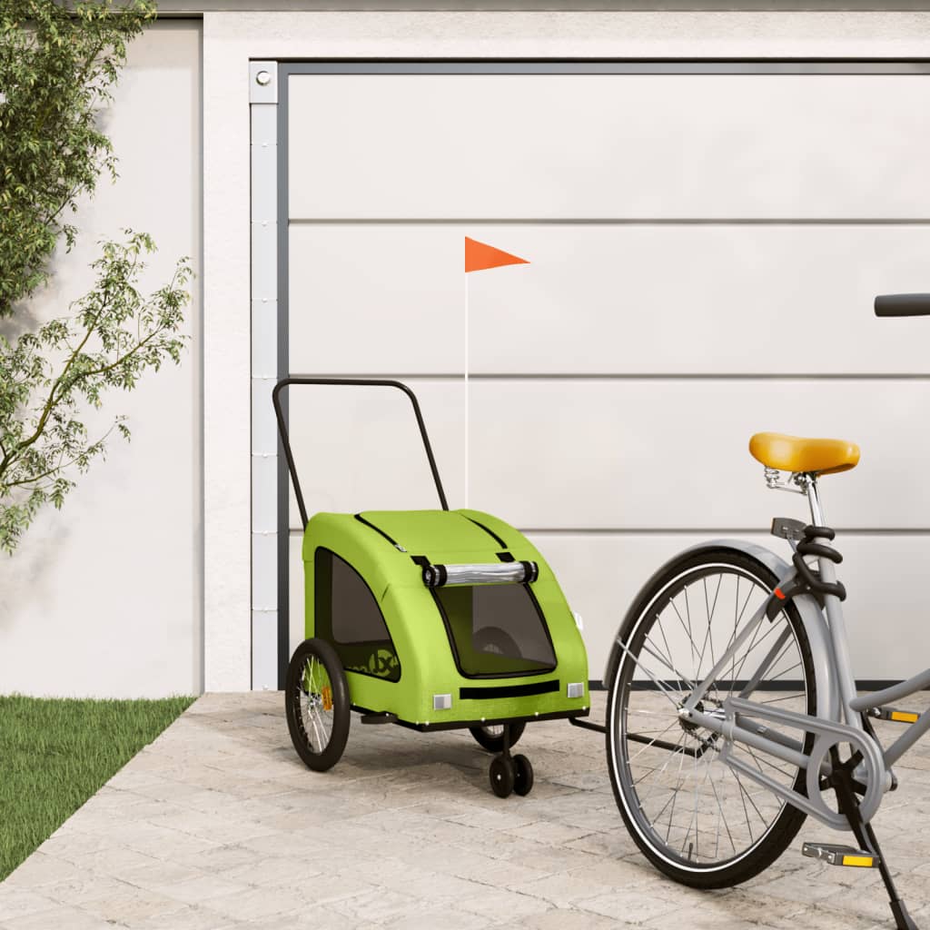 Vidaxl Dog Bike Trailer Oxford stof og jerngrøn