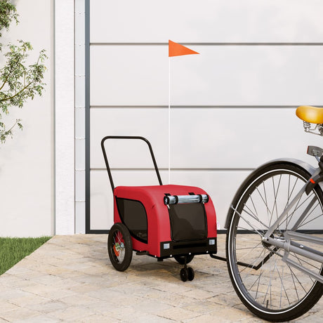 Vidaxl Dog Bike Trailer Oxford stof og jernrød og sort