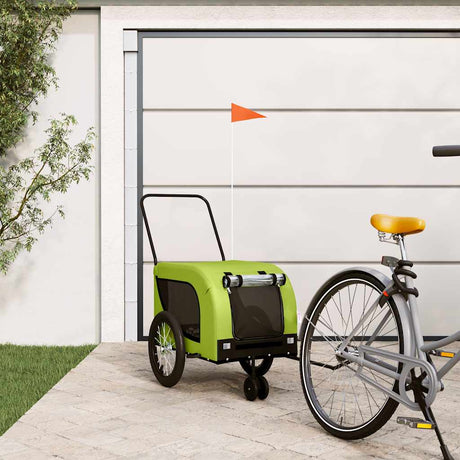 Vidaxl Dog Bike Trailer Oxford stof og jerngrøn og sort