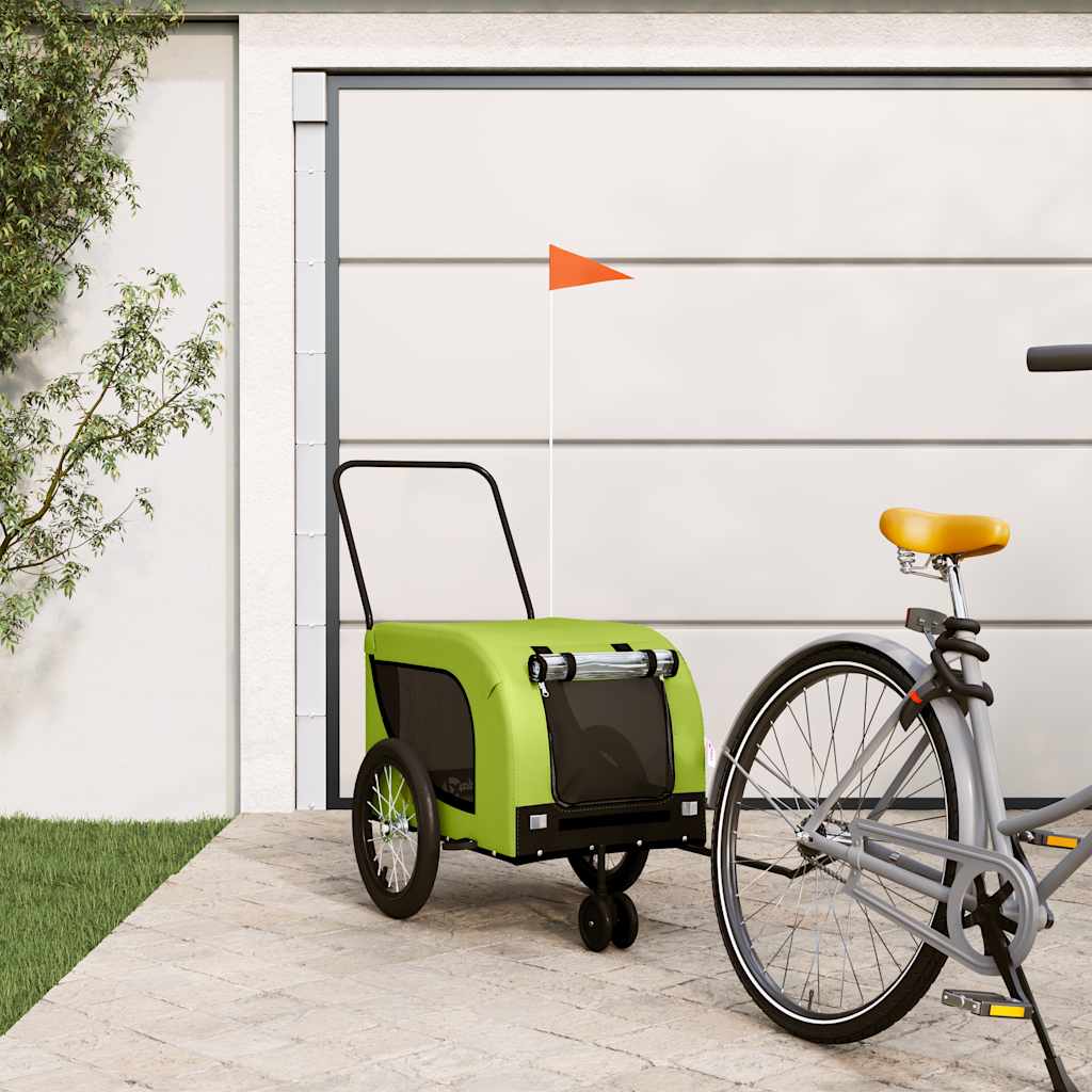 Vidaxl Dog Bike Trailer Oxford stof og jerngrøn og sort