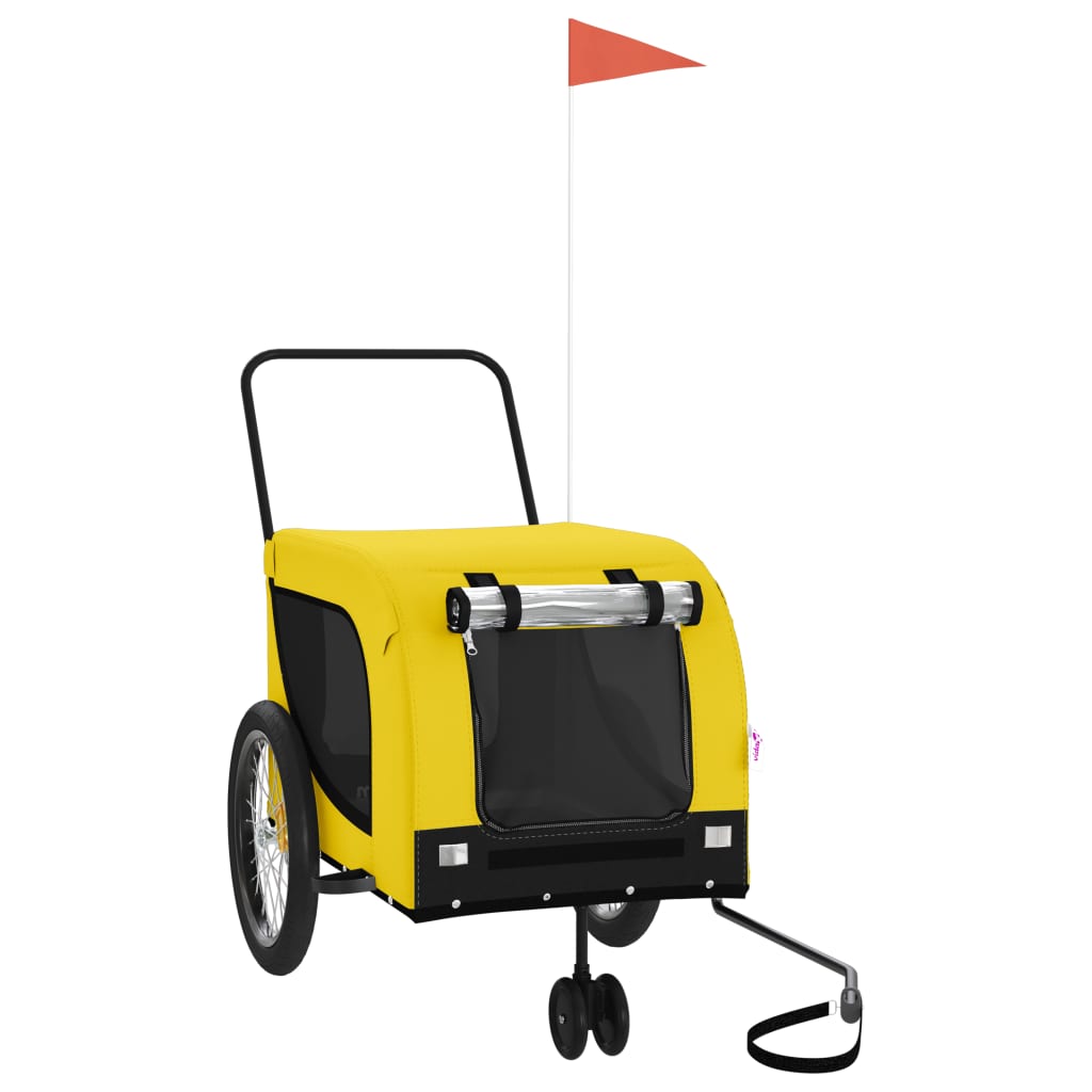 Vidaxl Dog Bike Trailer Oxford stof og jern gul og sort