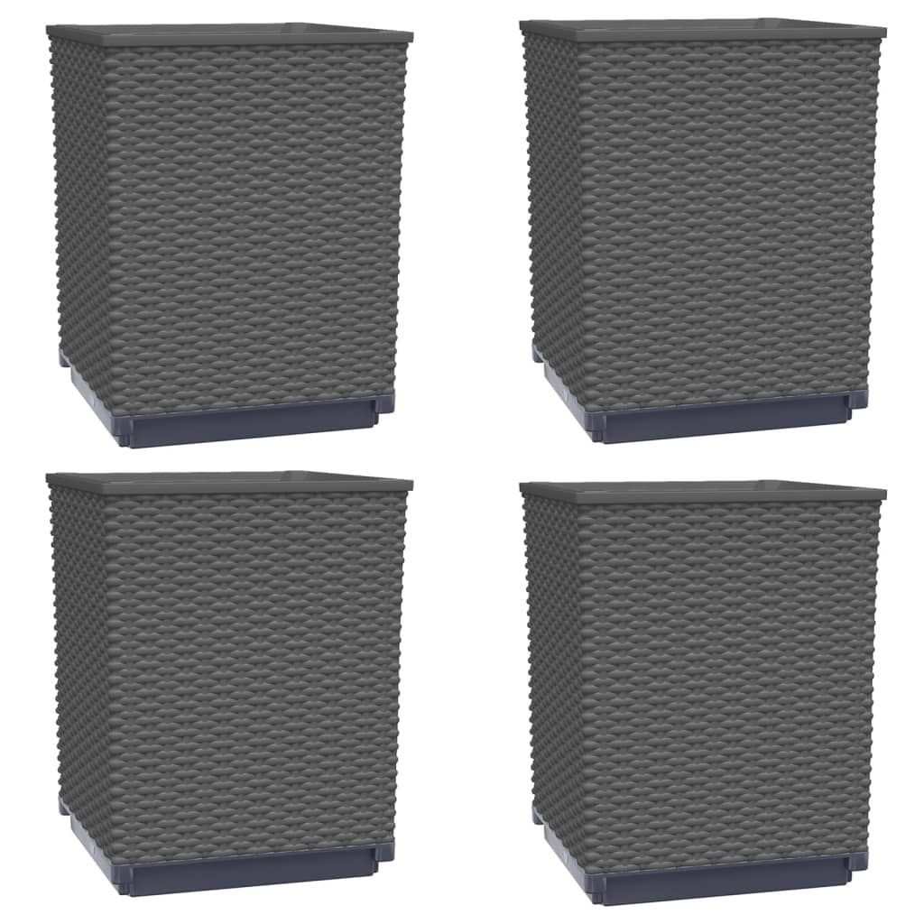 Vidaxl plantenbakken 4 st 30x30x37 cm polypropeen zwart